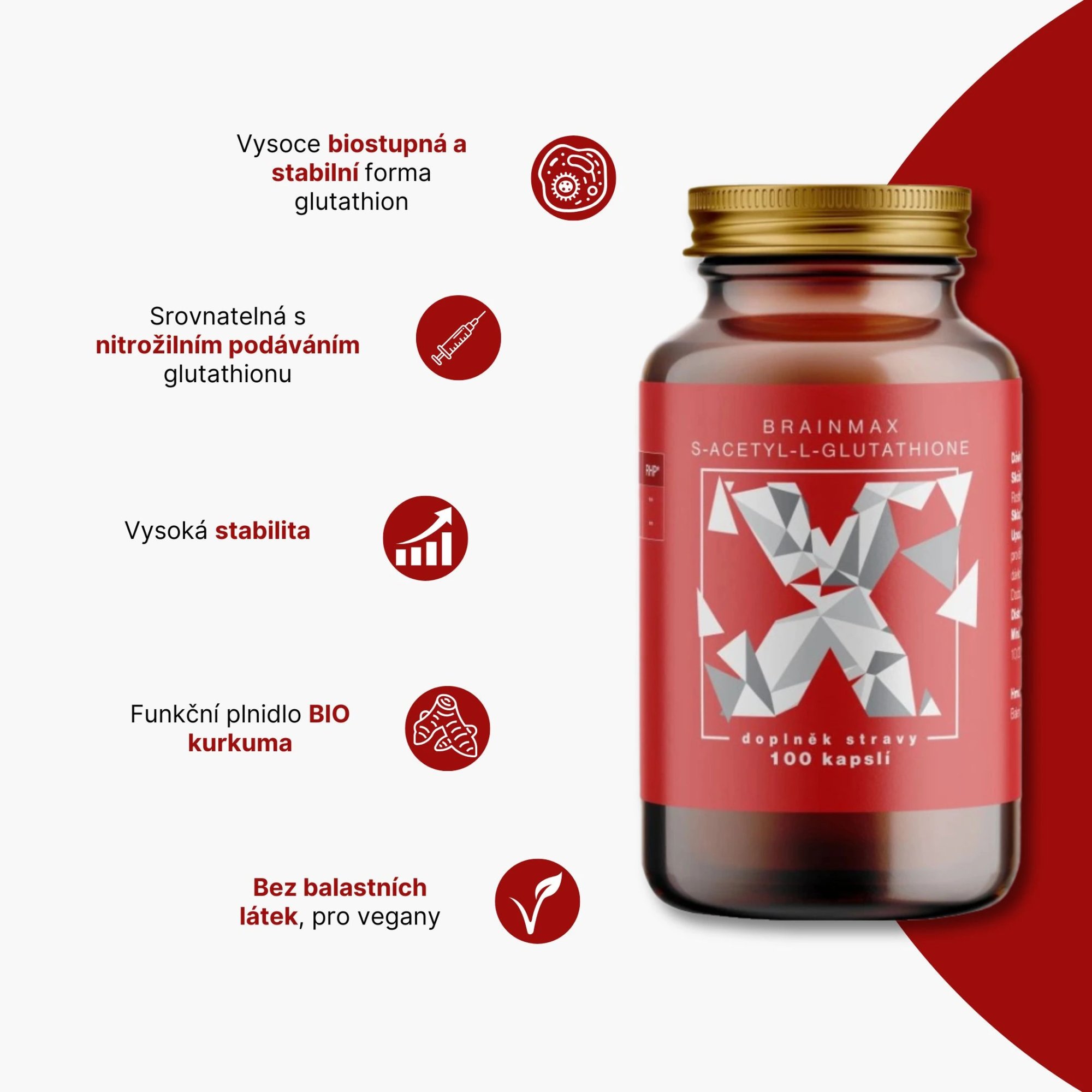 BrainMax S-Acetyl-L-Glutathione 100 kapsl - Pbalov letk | Pilulka.cz