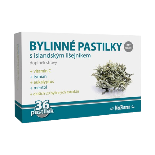 MedPharma Bylinné pastilky bez cukru s islandským lišajníkom 36 pastiliek