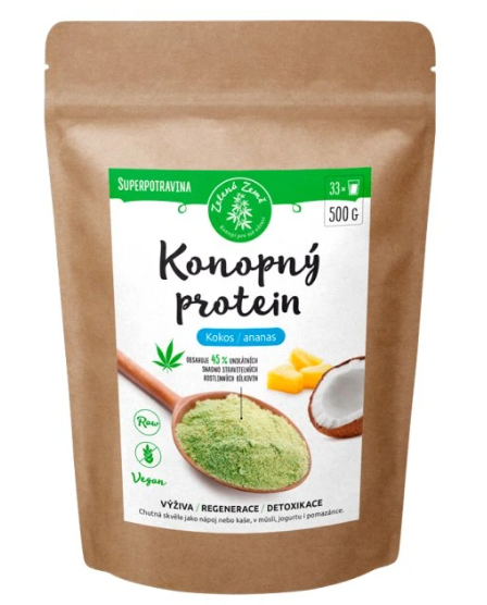 ZELENÁ ZEMĚ Konopný proteín kokos s ananásom 500 g