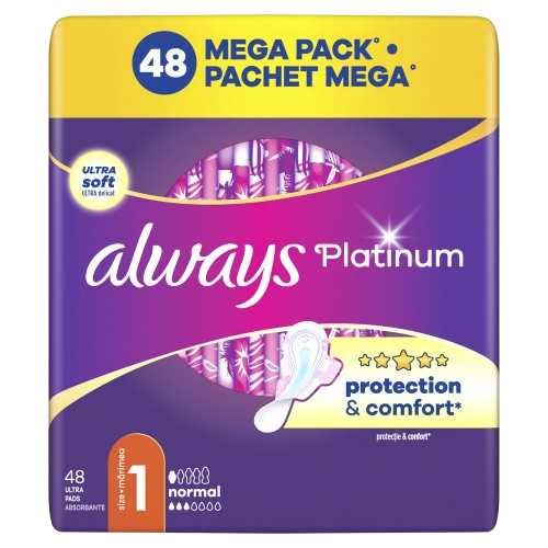 ALWAYS Platinum Normal (velikost 1) Vložky s křidélky 48 ks
