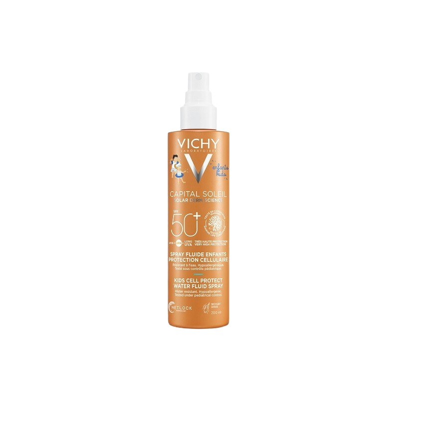 Fotografie Vichy Capital Soleil Fluidní Sprej vhodný i pro citlivou dětskou pokožku SPF50+ 200 ml