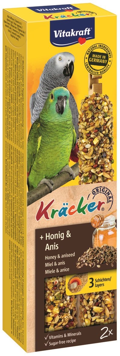 VITAKRAFT Kräcker velký papoušek med+anýz 2 ks