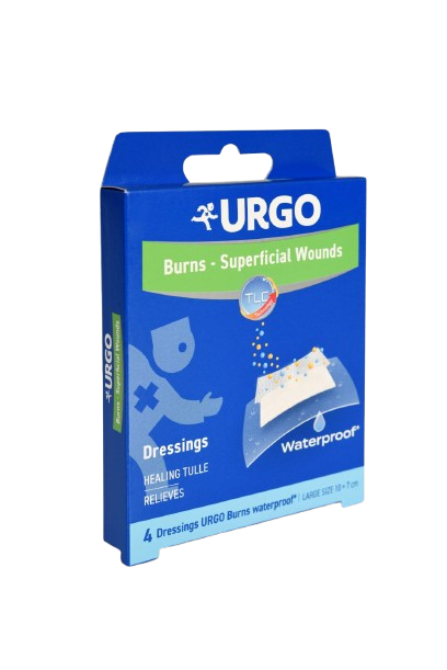URGO BURNS Voděodolné náplasti na popál.10x7cm 4 ks