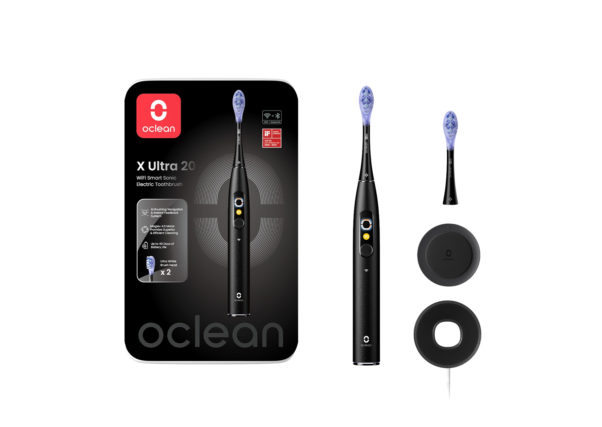 OCLEAN X Ultra 20 Black sonický kartáček, černý