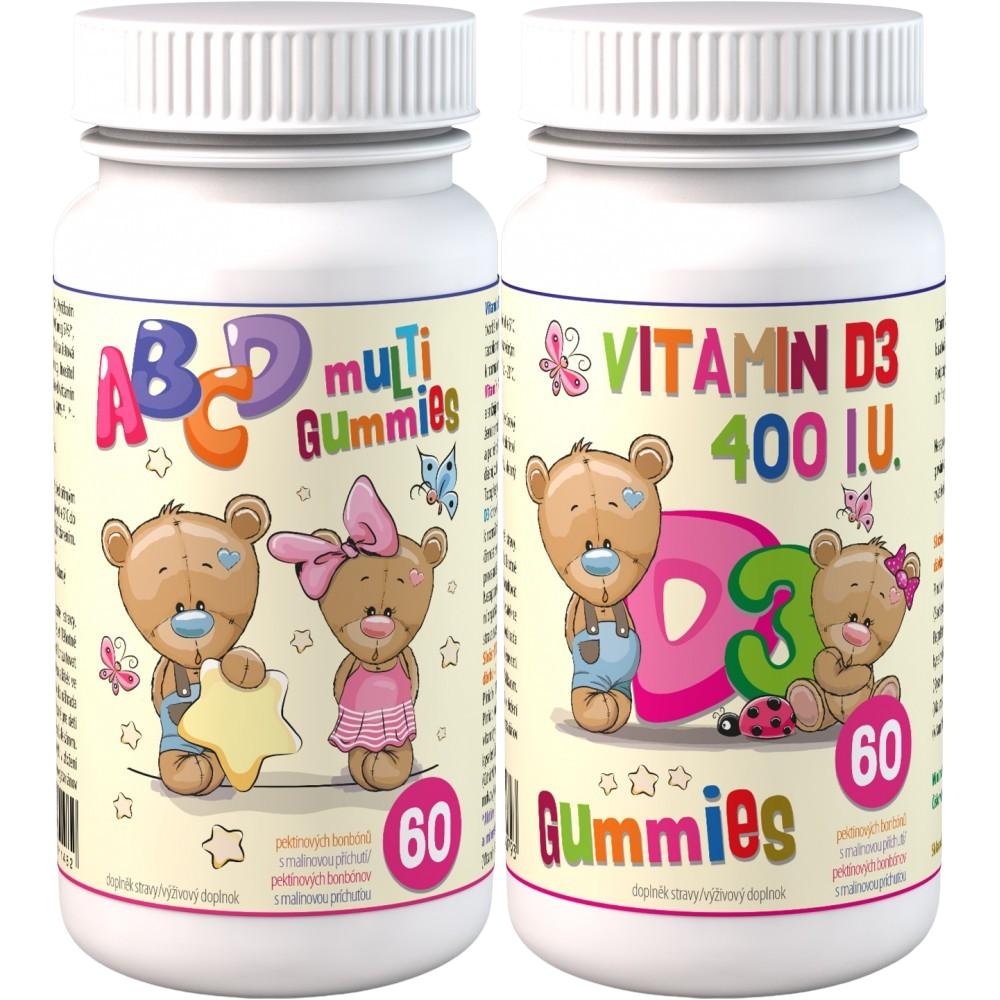 Clinical ABCD Multi Gummies+D3 Gummies pektínové bonbóny s multivitamínovým komplexom pre deti 2x60 ks