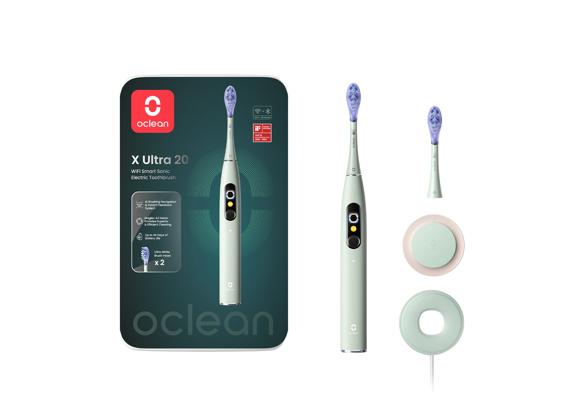 OCLEAN X Ultra 20 Green sonický kartáček, zelená