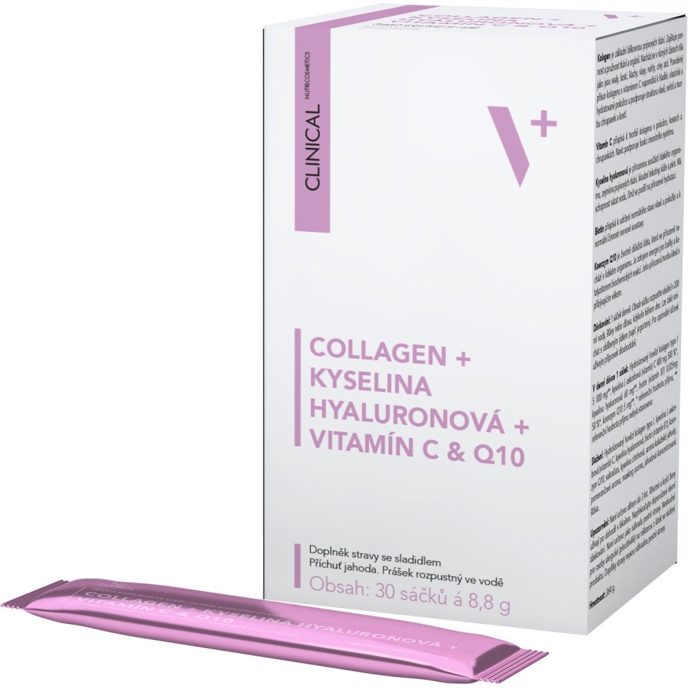 CLINICAL Collagen + Kyselina Hyaluronová + Vitamín C & Q10, 30 sáčků