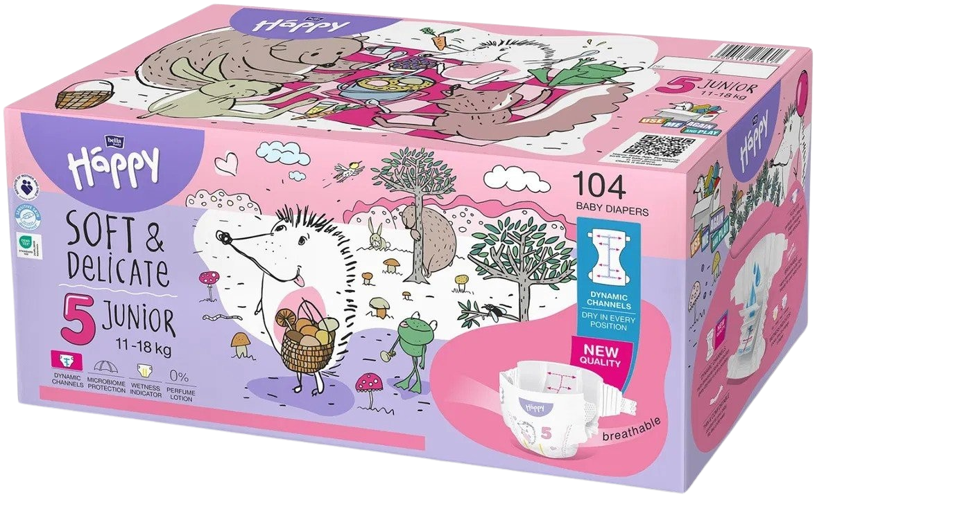 BELLA Happy Soft&Delicate Dětské plenky 11-18kg 104 ks