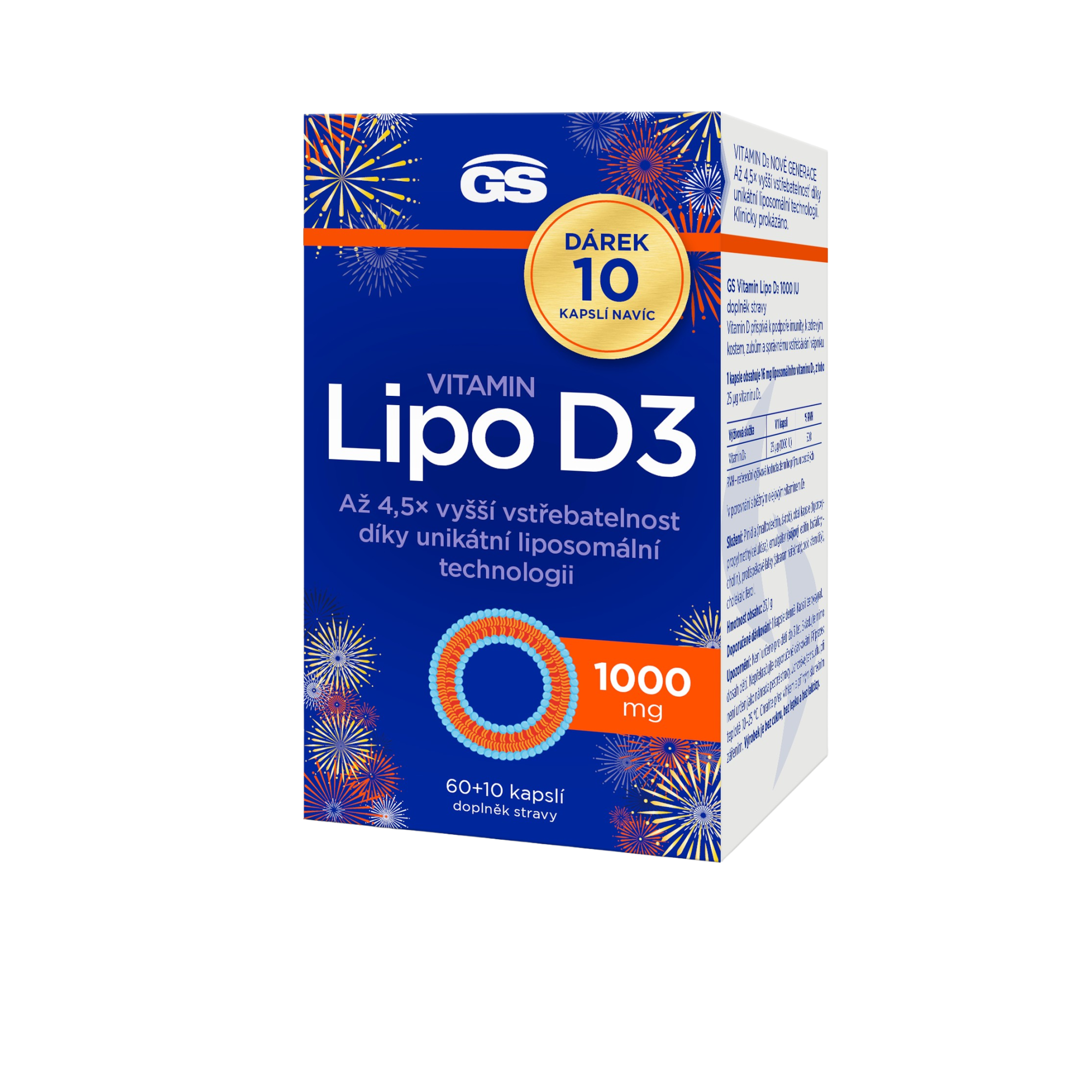 GS Vitamin Lipo D3, 1000 IU 70 kapslí