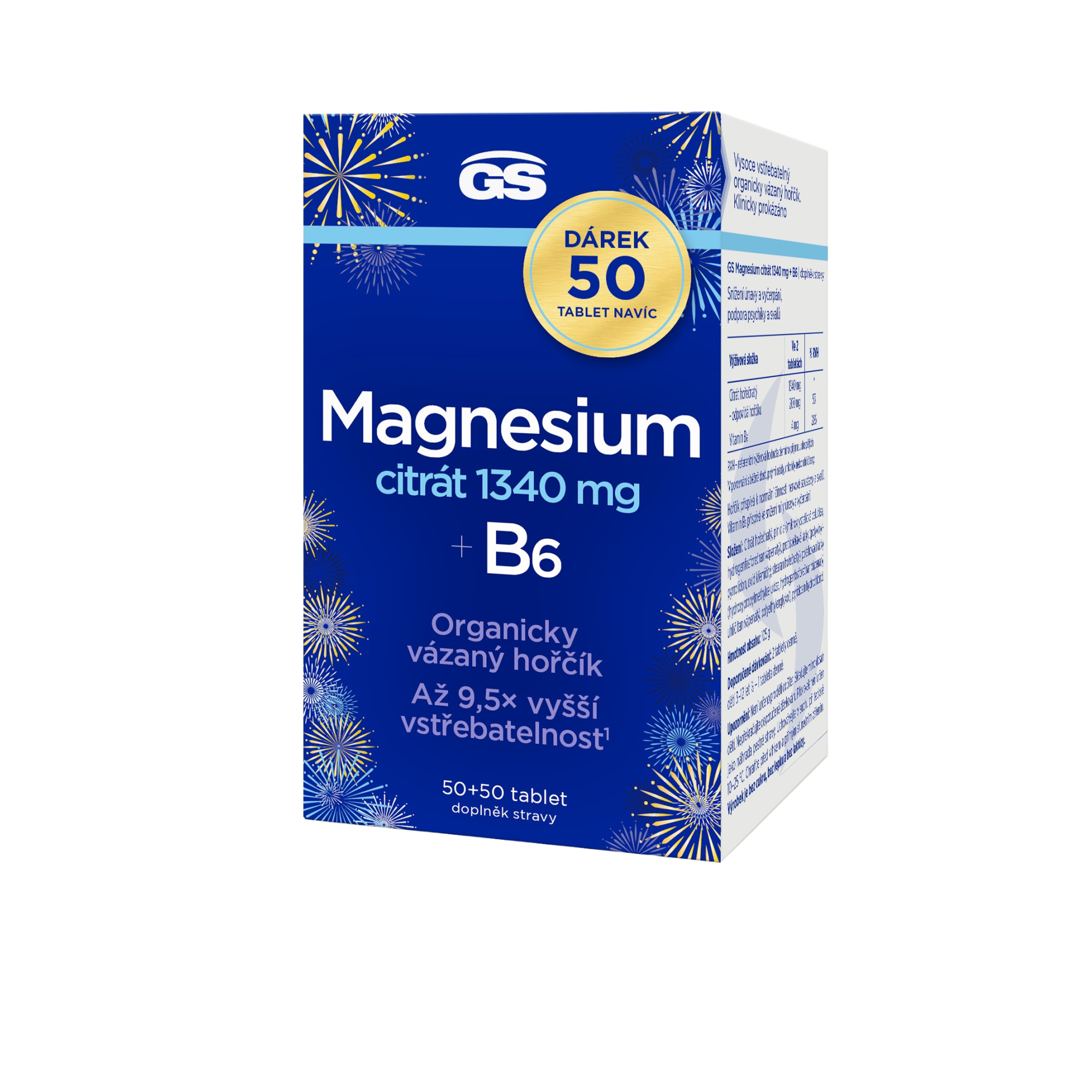 GS Magnesium citrát 1340 mg + B6 100 tablet