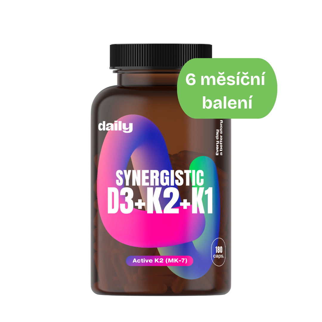 DAILY Synergistic D3 + K2 + K1 180 kapslí