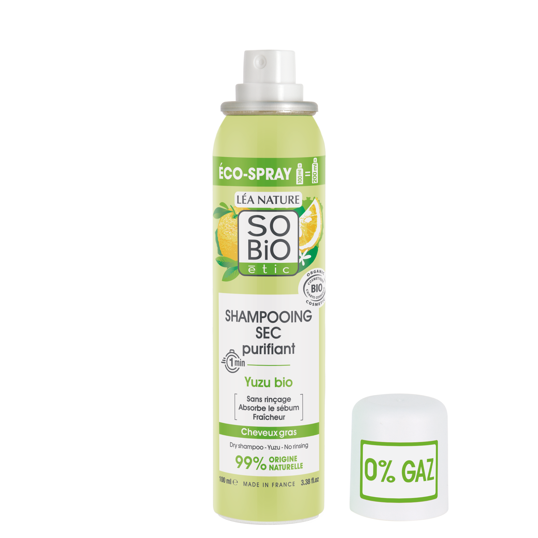Fotografie SO´BIO ÉTIC Čisticí suchý šampon ve spreji s Yuzu bio 100 ml