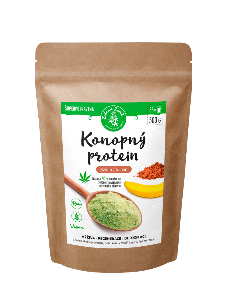 ZELENÁ ZEMĚ Konopný protein kakao s banánem 500 g