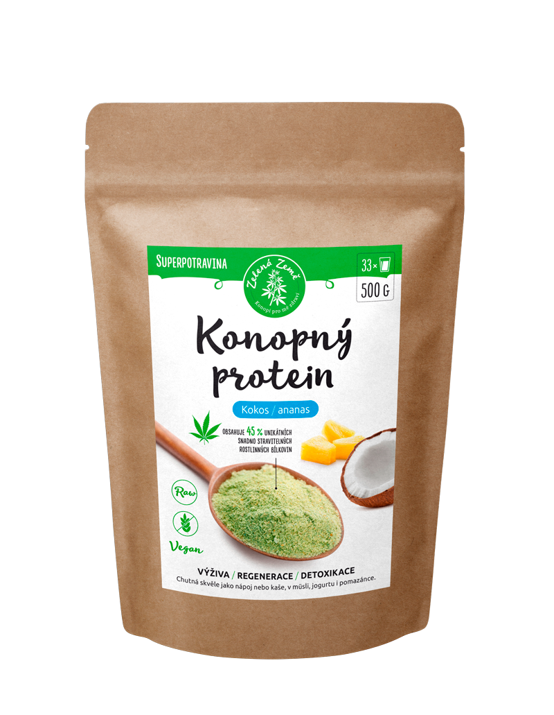 ZELENÁ ZEMĚ Konopný protein, Kokos s ananasem 500 g