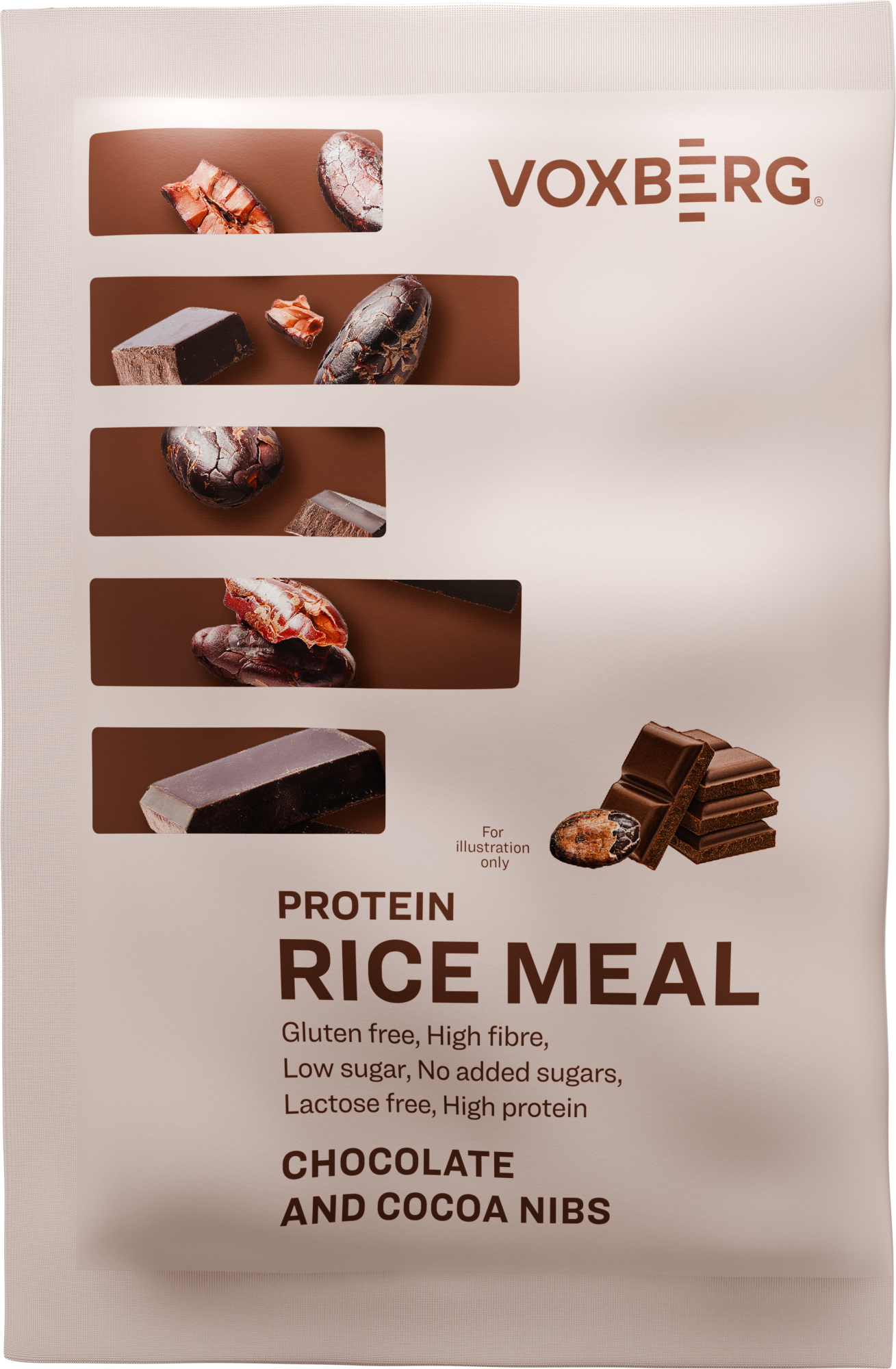 VOXBERG Protein Rice Meal Čokoláda kakaové nibsy 60 g