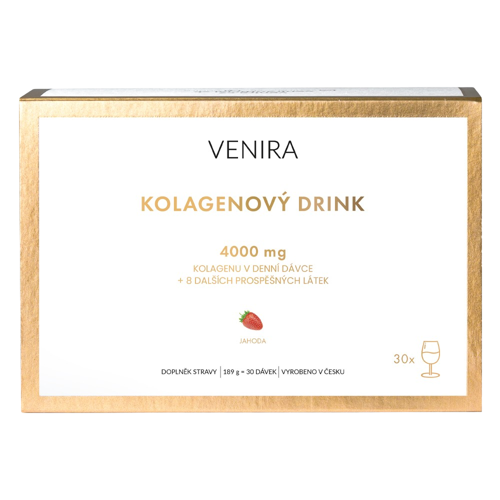 VENIRA Mořský kolagenový drink pro vlasy, nehty a pleť jahoda 30 x 4.3 g