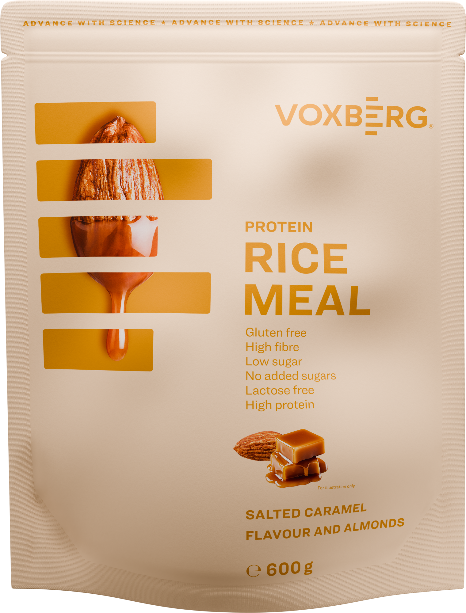 VOXBERG Protein Rice Meal Slaný karamel mandle 600 g