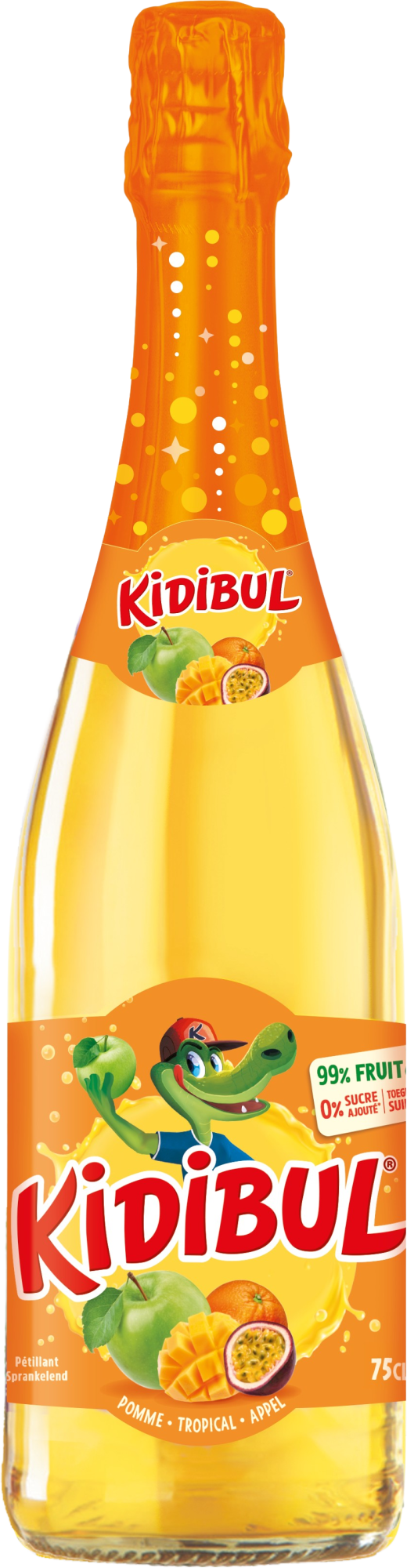 KIDIBUL Dětský šumivý nápoj - 99% jablko, tropické ovoce 750 ml