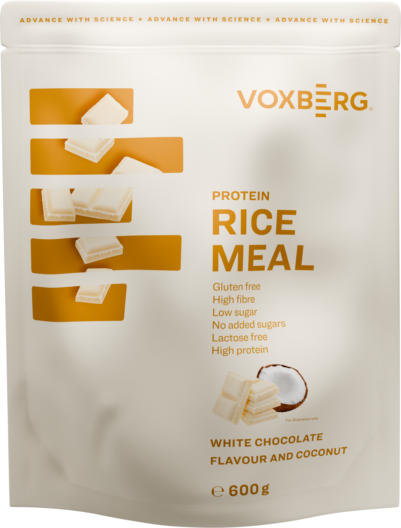 VOXBERG Protein Rice Meal Bílá čokoláda kokos 600 g
