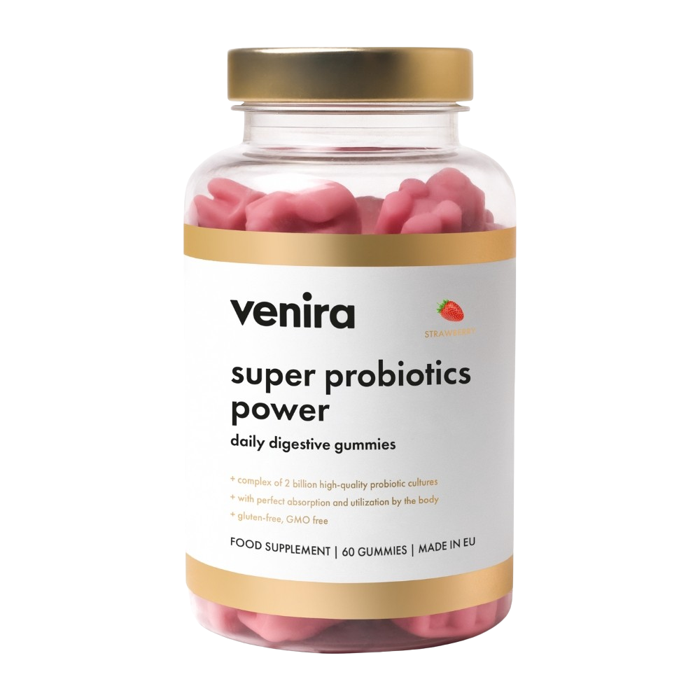 VENIRA Super probiotics power - medvídci na zlepšení trávení jahoda 60 ks
