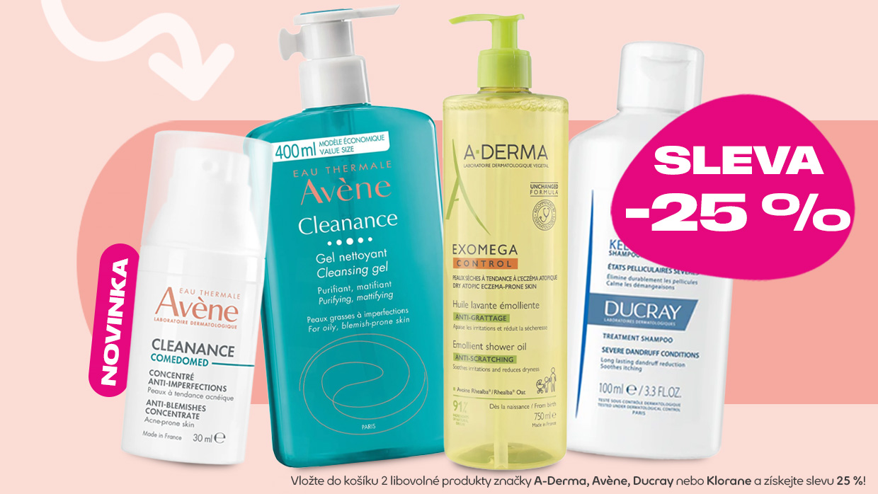 Avène, Ducray, A-Derma - 2 kusy, 25 % sleva