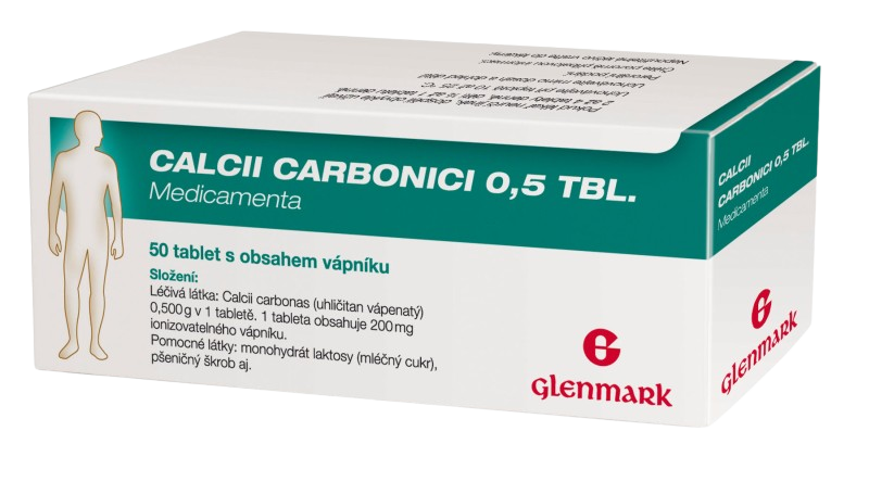 Fotografie Glenmark Calcii Carbonici 0.5 MVM 50 tablet 50 ks