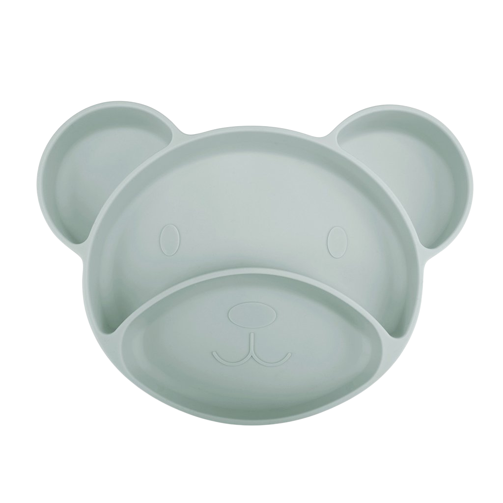 CANPOL BABIES Talíř silikonový dělený s přísavkou Medvídek zelený
