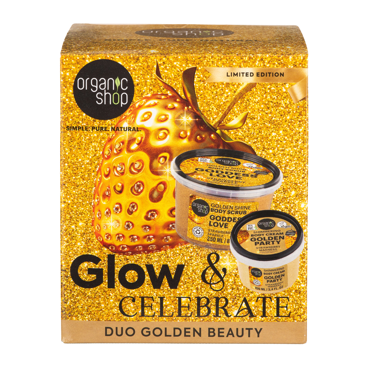 ORGANIC SHOP Glow & Celebrate Zlatý dárkový set