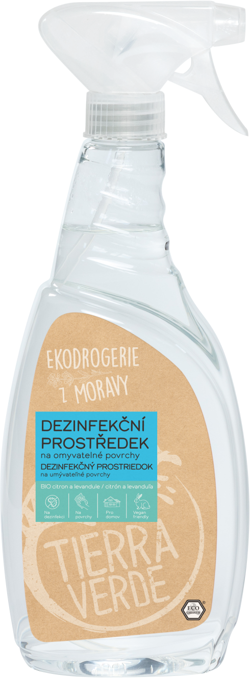 TIERRA VERDE Dezinfekční prostředek na omyvatelné povrchy s citronovou a levandulovou silicí 750 ml