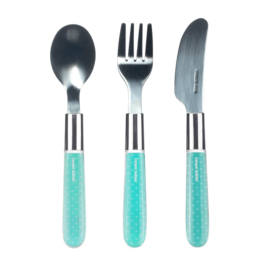 CANPOL BABIES Kovový příbor 3 ks modrý