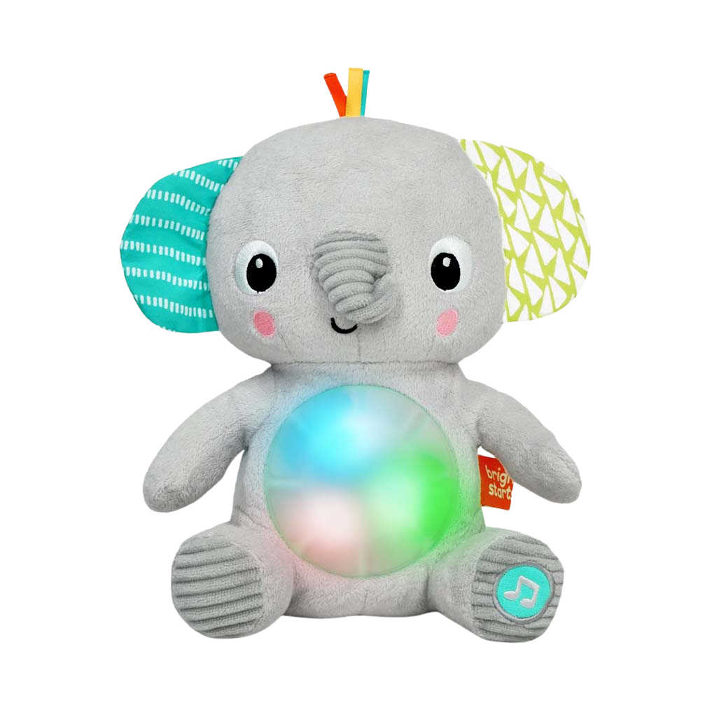 BRIGHT STARTS Hračka plyšová hudební svítící Hug-a-bye Baby™ sloník 0m+