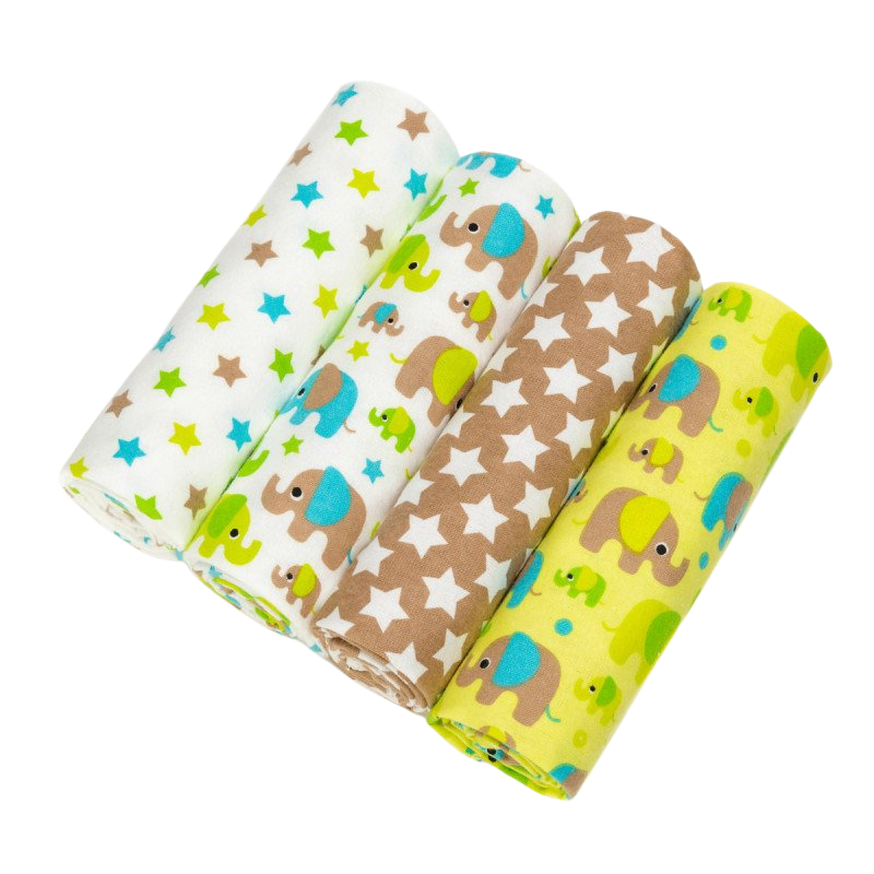 T-TOMI Pleny látkové 76x76 cm, zelení sloni 4 ks