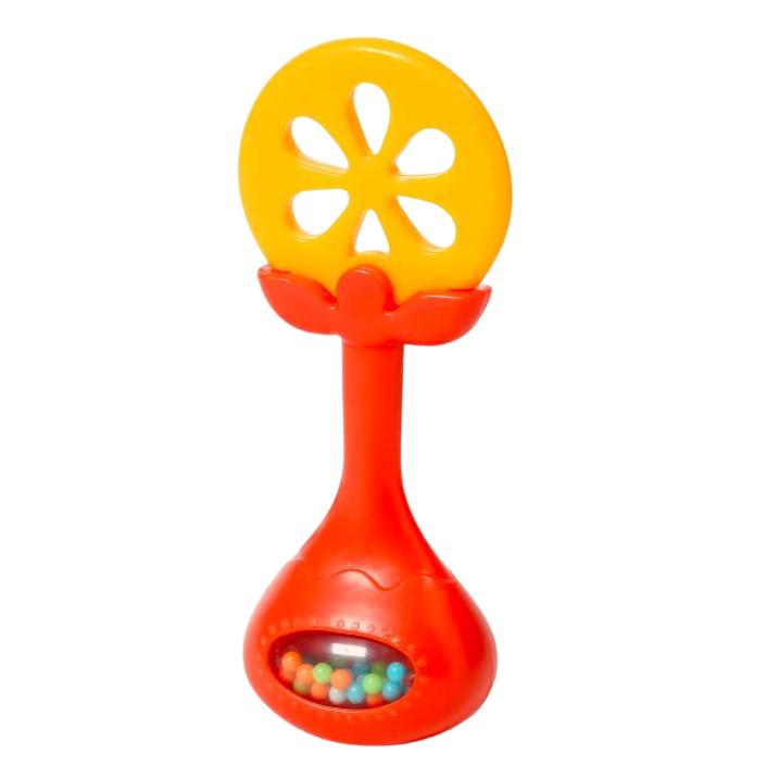 BABYONO Kousátko edukační s chrastítkem pomeranč