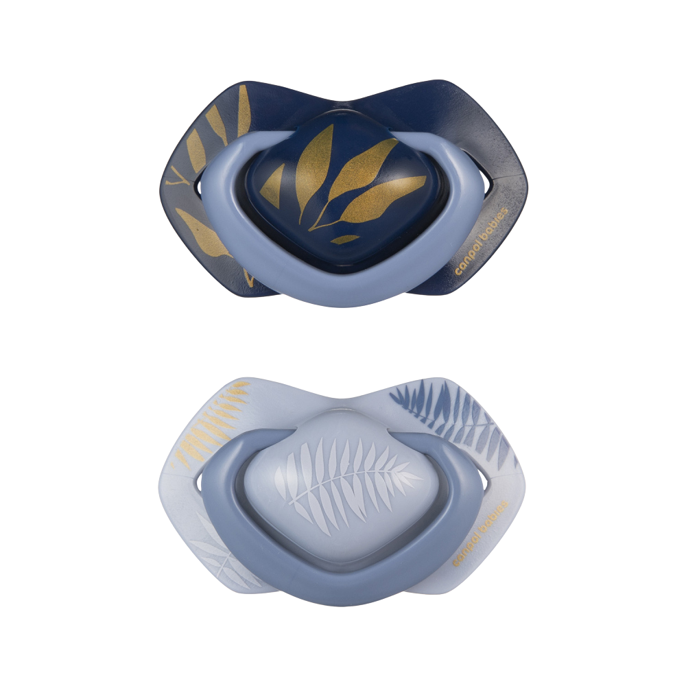 CANPOL BABIES Dudlík silikonový symetrický Light touch GOLD 6-18m modrý 2 ks