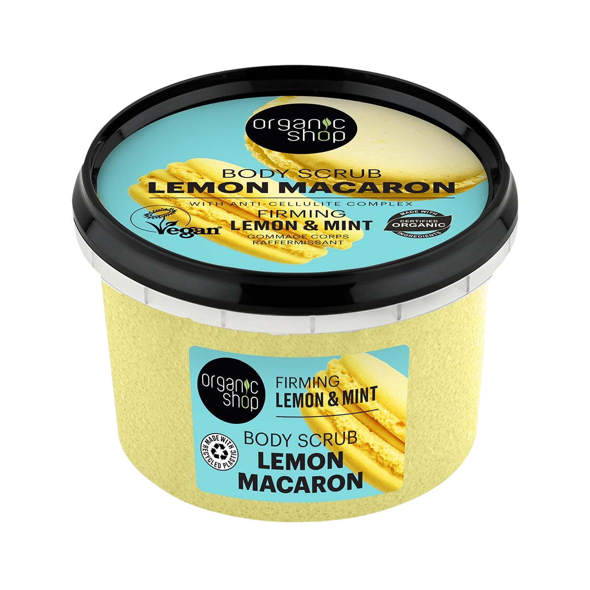 ORGANIC SHOP Zpevňující tělový peeling Lemon Macaron Citron a máta 250 ml