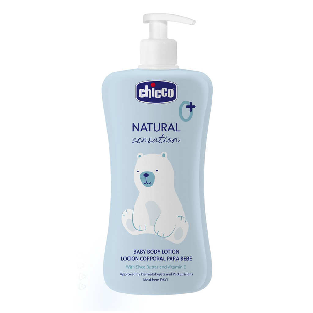 CHICCO Tělové mléko Natural Sensation s bambuckým máslem a vitaminem E, 0m+, 500 ml