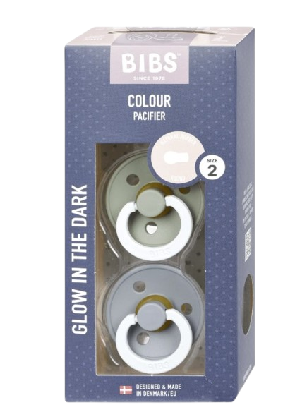 BIBS Colour Cumlíky z prírodného kaučuku, veľkosť 2, Sage nočný/Cloud nočný 2 ks