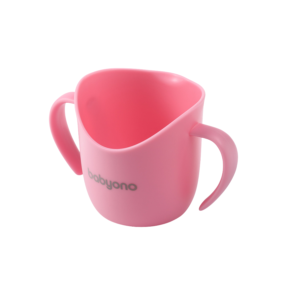BABYONO Hrnek ergonomický s oušky růžový 6m+ 120 ml