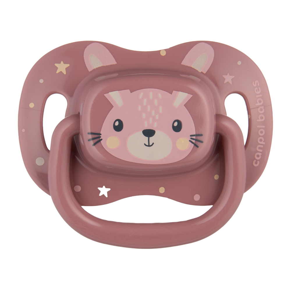 CANPOL BABIES Dudlík silikonový symetrický Cute animals 6-18m růžový