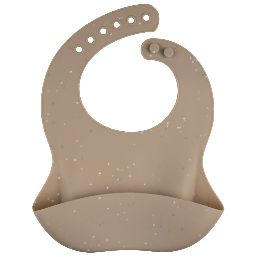 CANPOL BABIES Bryndák silikonový s kapsou Dots béžový