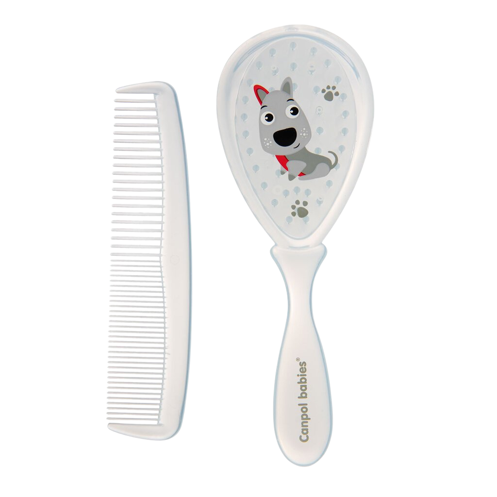 CANPOL BABIES Hřeben a kartáč dětský Cute Animals modrý