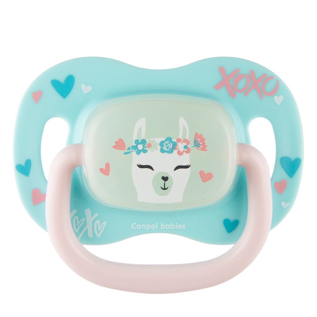 CANPOL BABIES Dudlík silikonový symetrický Exotic animals 18m+ lama