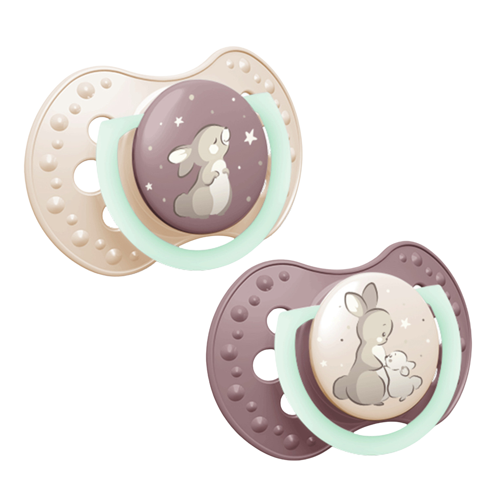 LOVI Dudlík silikonový dynamický Night&Day 18m+ holka 2 ks