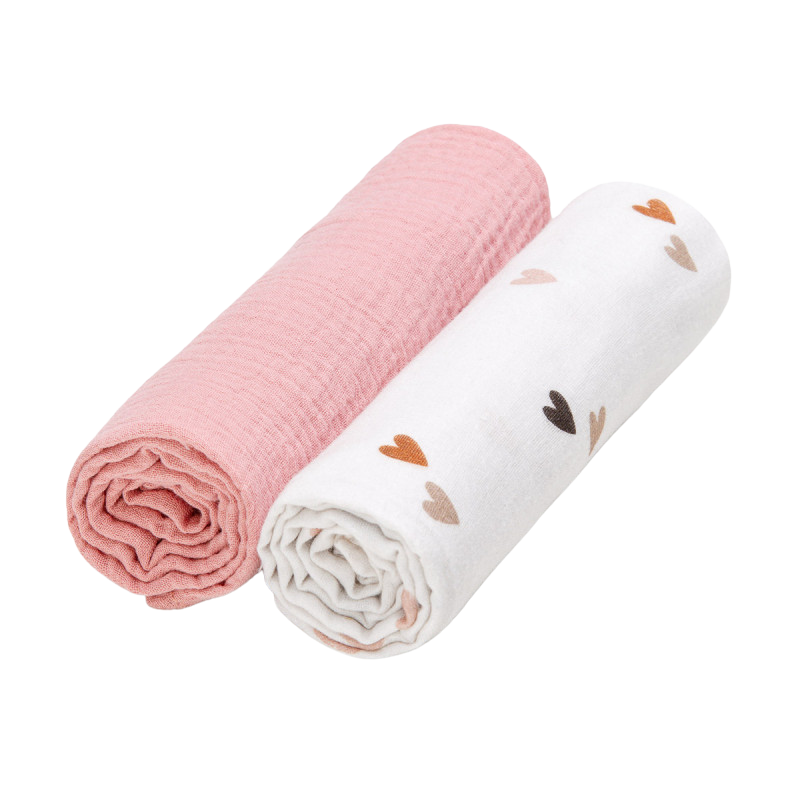 T-TOMI BIO Pleny mušelínové 65x65 cm, Love 2 ks