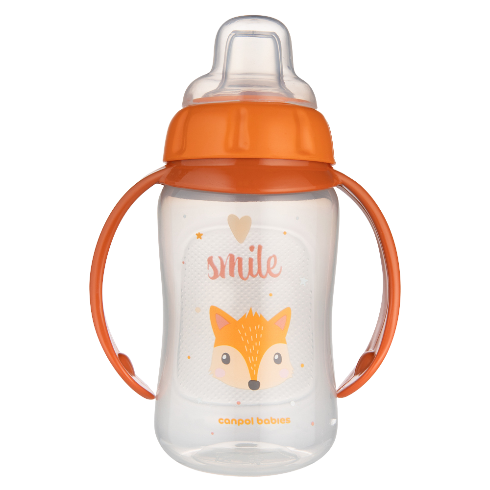 CANPOL BABIES Hrneček tréningový s úchyty Cute Animals oranžová liška 320 ml