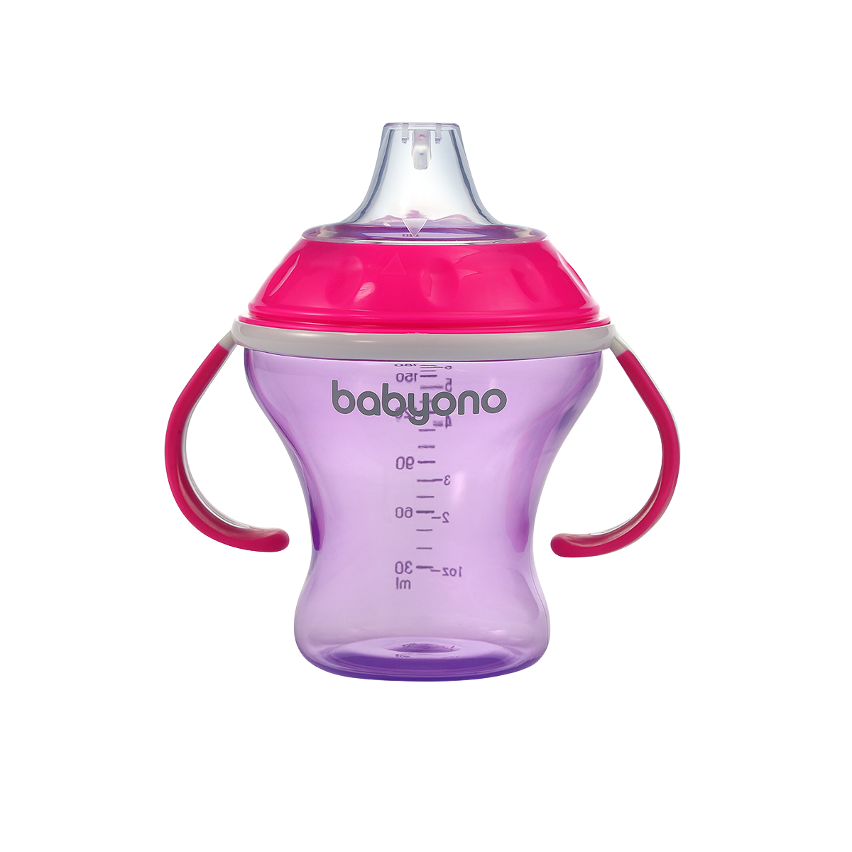 BABY ONO Hrneček netekoucí s měkkým náustkem Natural Nursing fialová 180 ml