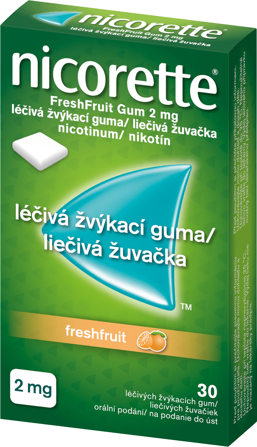 Fotografie NICORETTE FRESHFRUIT GUM 2MG léčivé žvýkací gumy 30