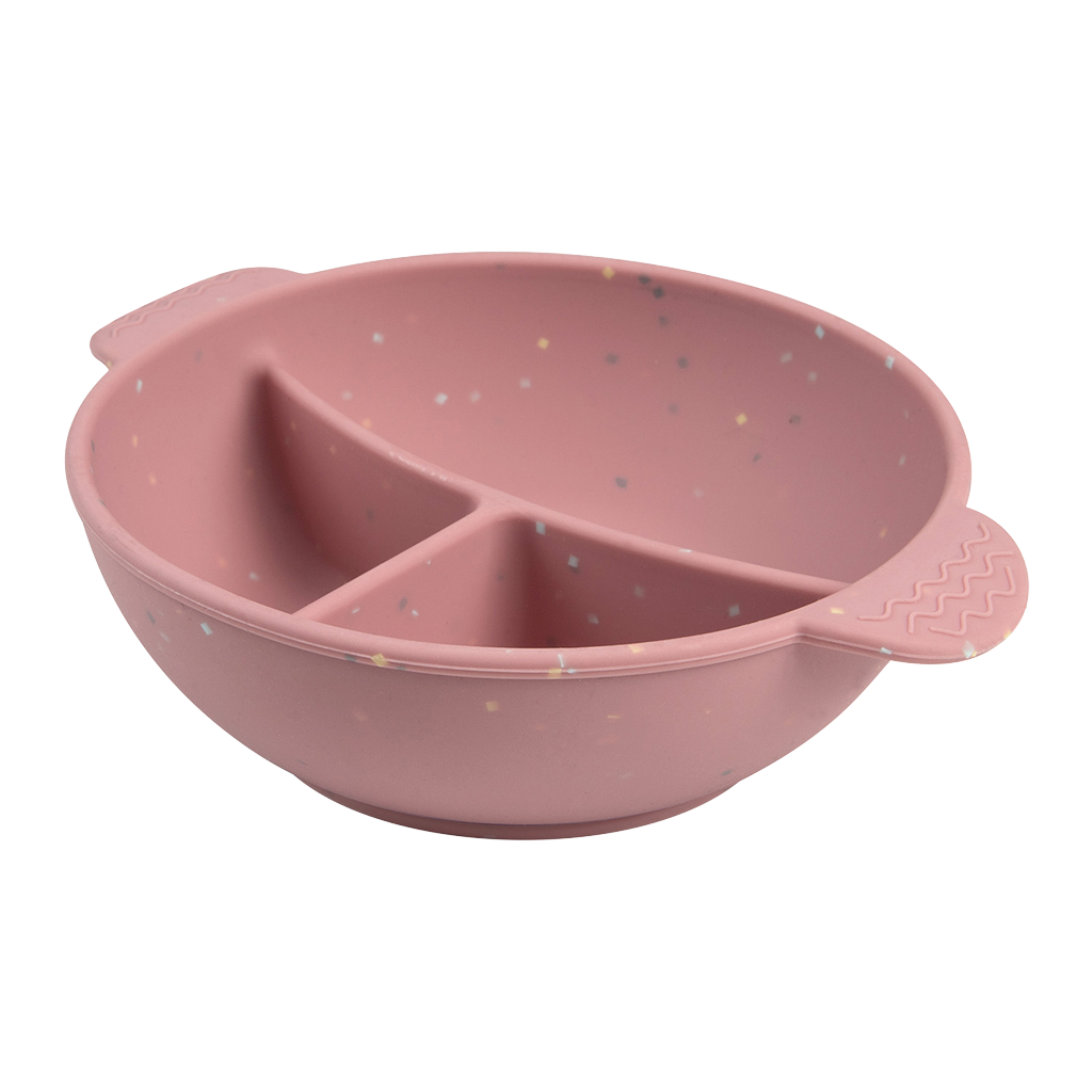 CANPOL BABIES Miska silikonová dělená s přísavkou Dots růžová 360 ml