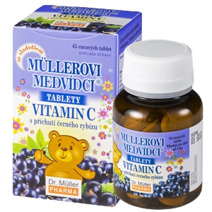 Dr.Muller Müllerovi medvídci s vitamín C s příchutí černý rybíz, cucavé tablety 45 pastilek