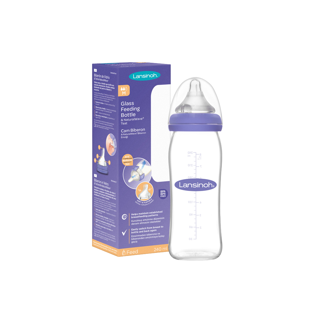 LANSINOH Lahev skleněná kojenecká s NaturalWave® savičkou M 240 ml